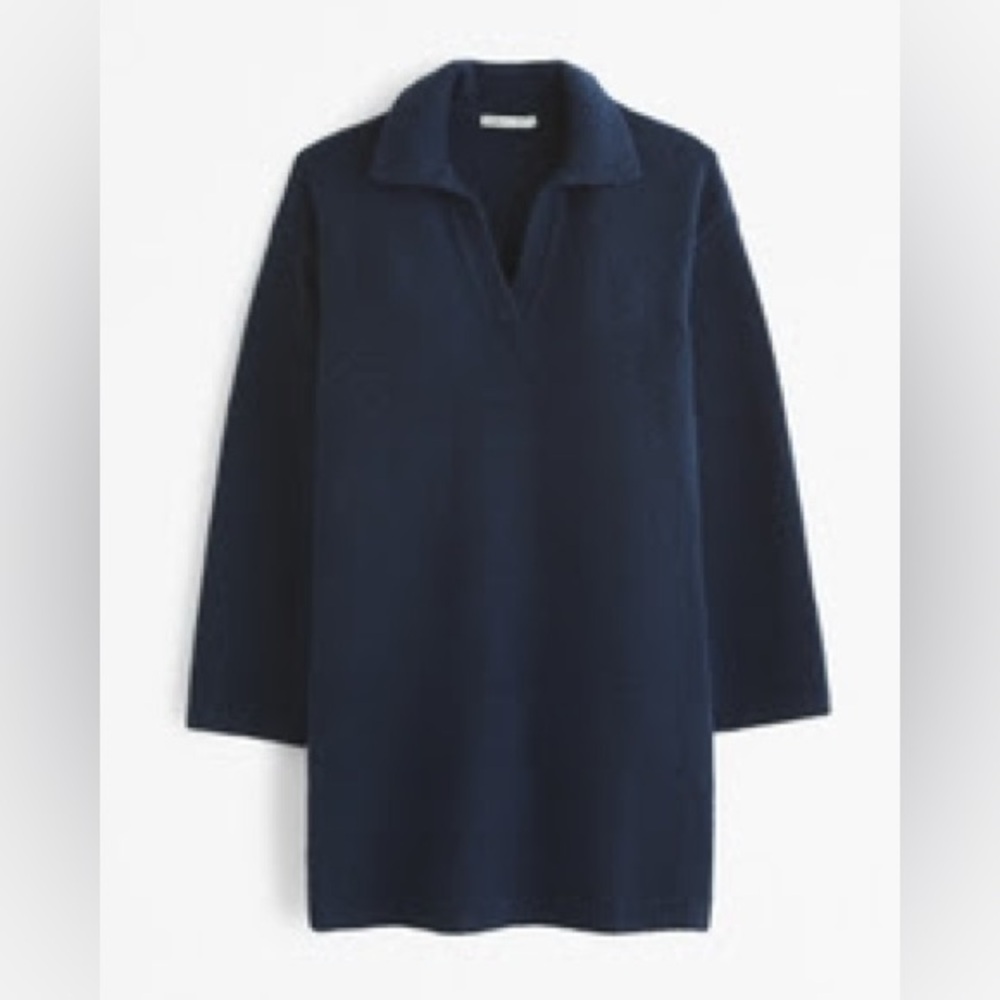 NWT - Abercrombie Collared Long Sleeved Dress (Navy)